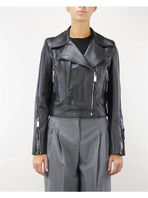 Giacca biker in pelle con zip Elisabetta Franchi ELISABETTA FRANCHI | Giubbotto | GD44Z46E2110